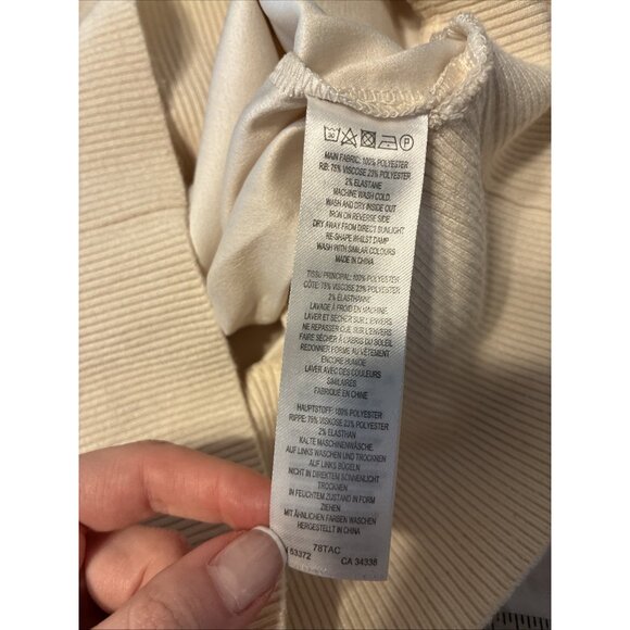 French Connection Ivory Beige Bubble Short Sleeve Crop Knit Sweater Top Small - Picture 5 of 7